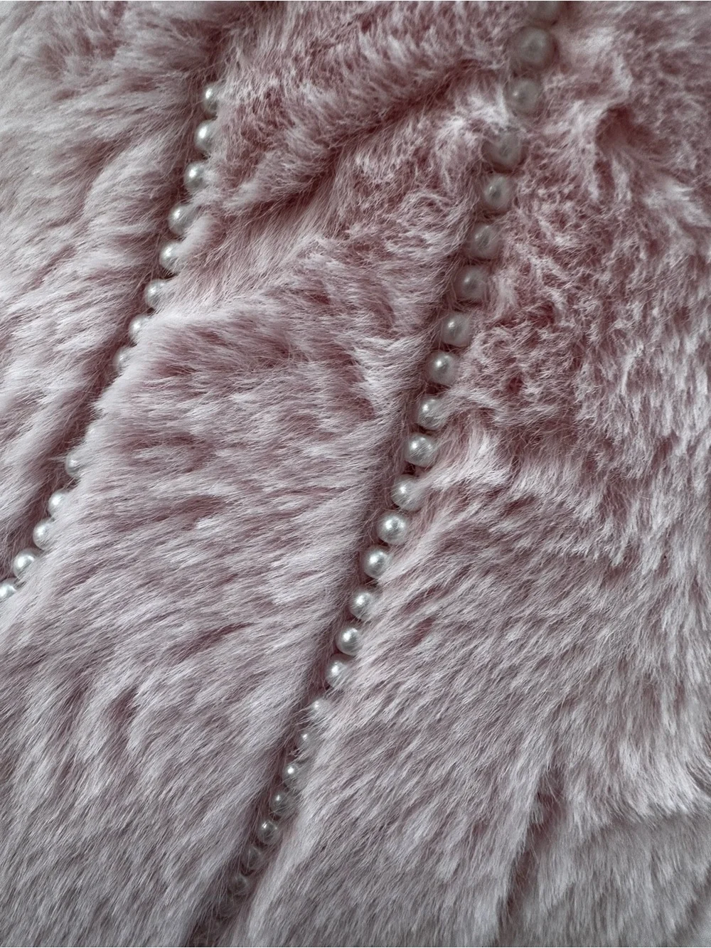 Pink Ghost Faux Fur Decorative Pillow with Beaded Embellishments NWT